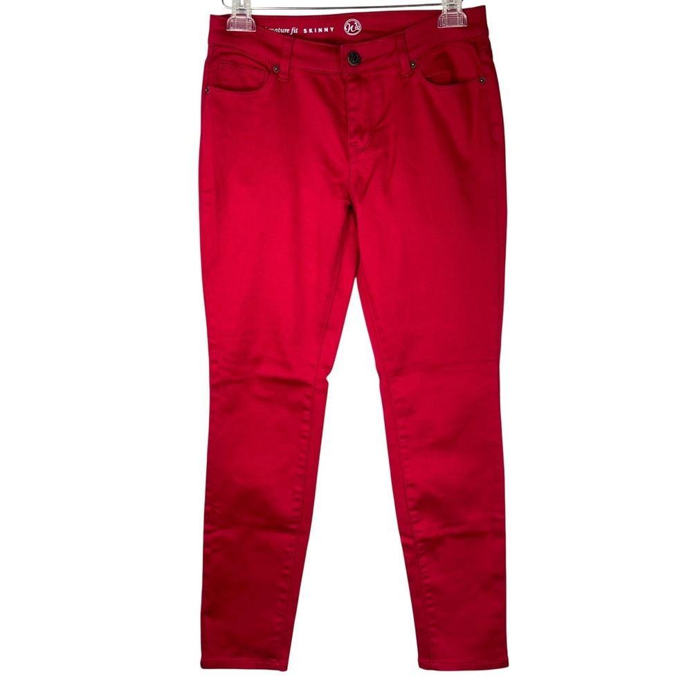 W62 Womens Red Signature Fit Skinny Pants Size 2‎ Stretch 5-Pocket Mid Rise